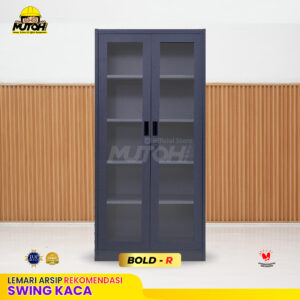 Lemari arsip besi Rekomendasi | 2 pintu swing kaca abu tua MUTOH BOLD