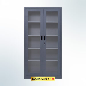 MUTOH-R DARK GREY | Lemari Arsip Besi 2 Pintu Swing Kaca – Abu Tua