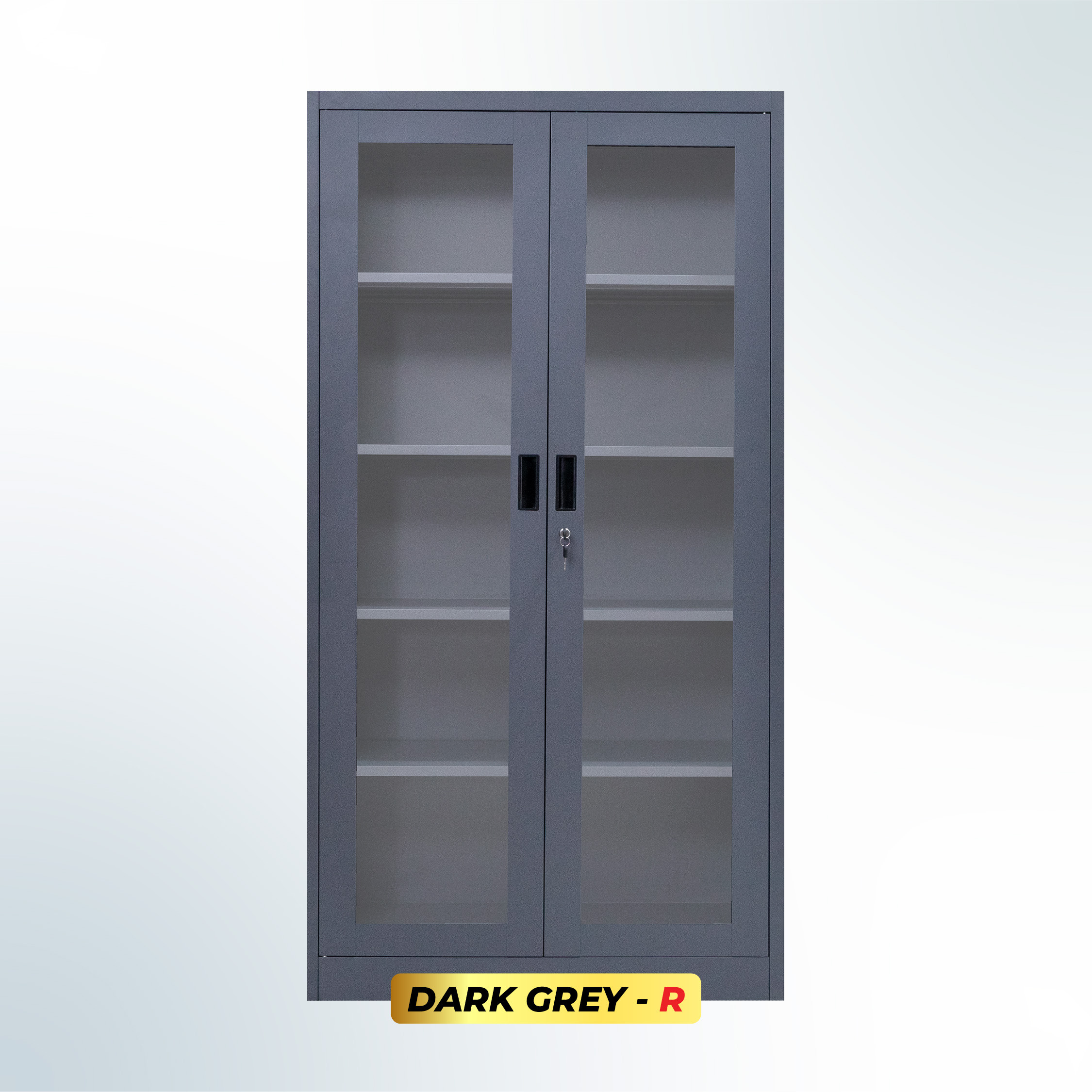 MUTOH-R DARK GREY | Lemari Arsip Besi 2 Pintu Swing Kaca – Abu Tua