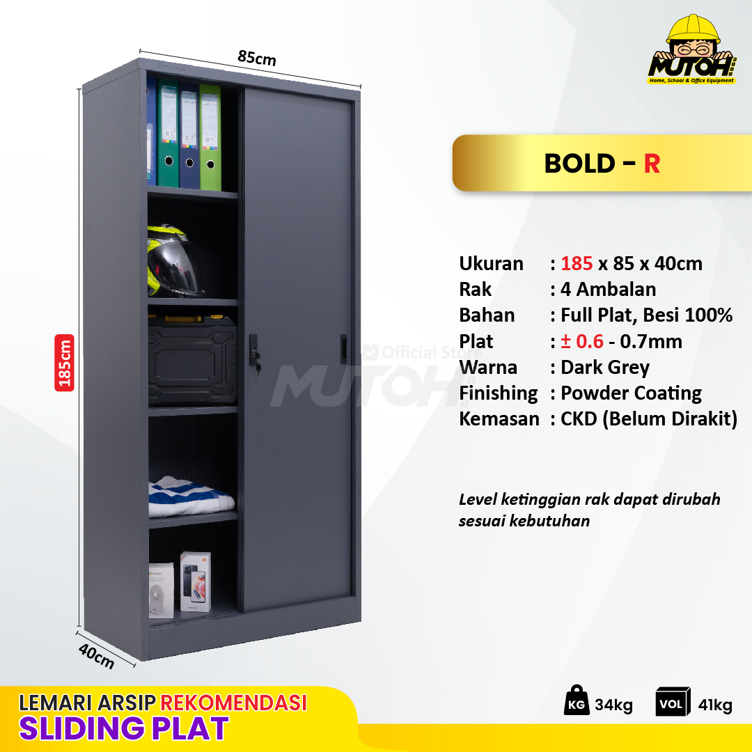 Lemari arsip besi Rekomendasi | 2 pintu sliding plat abu tua MUTOH BOLD - Gambar 2