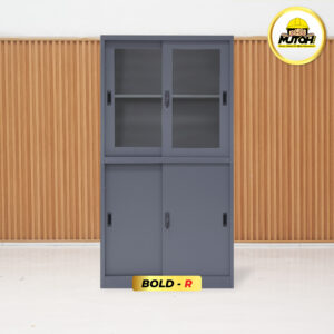 MUTOH BOLD R | Lemari besi arsip 2 pintu kombinasi sliding abu tua