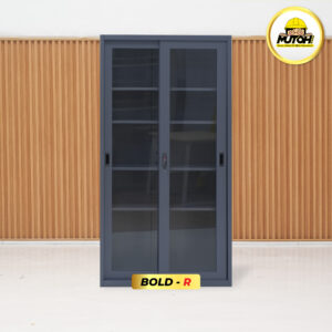 MUTOH BOLD R | Lemari besi arsip 2 pintu sliding kaca abu tua