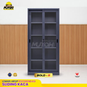 Lemari arsip besi Rekomendasi | 2 pintu sliding kaca abu tua MUTOH BOLD