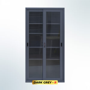 MUTOH-R DARK GREY | Lemari Arsip Besi 2 Pintu Sliding Kaca – Abu Tua