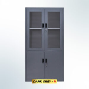 MUTOH-R DARK GREY | Lemari Arsip Besi 2 Pintu Kombinasi Swing Plat – Abu Tua
