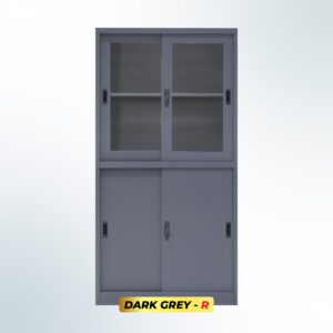 MUTOH-R DARK GREY | Lemari Arsip Besi 2 Pintu Kombinasi Sliding Plat – Abu Tua