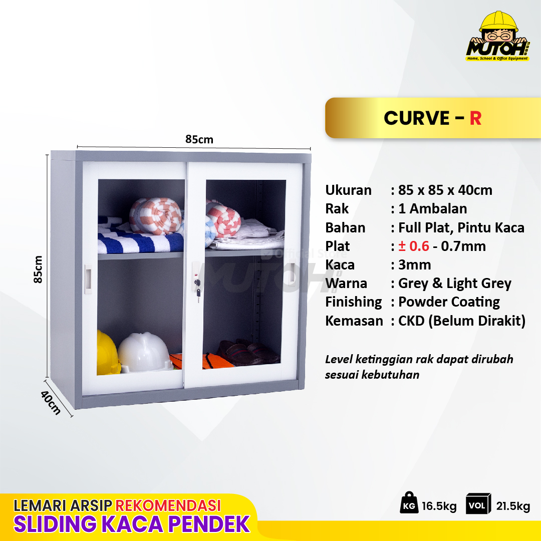 Lemari arsip besi Rekomendasi | Pendek pintu sliding kaca 2 warna MUTOH CURVE - Gambar 2