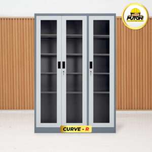 MUTOH CURVE R | Lemari besi arsip 3 pintu swing kaca 2 warna