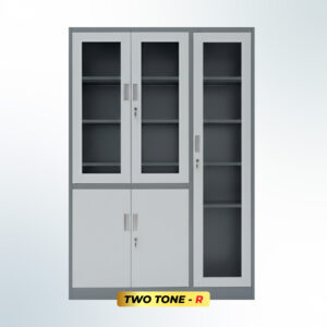MUTOH-R TWO TONE | Lemari Arsip Besi Kombinasi 3 Pintu Swing – Kombinasi Abu