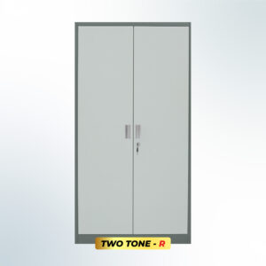 MUTOH-R TWO TONE | Lemari Arsip Besi 2 Pintu Swing Plat – Kombinasi Abu