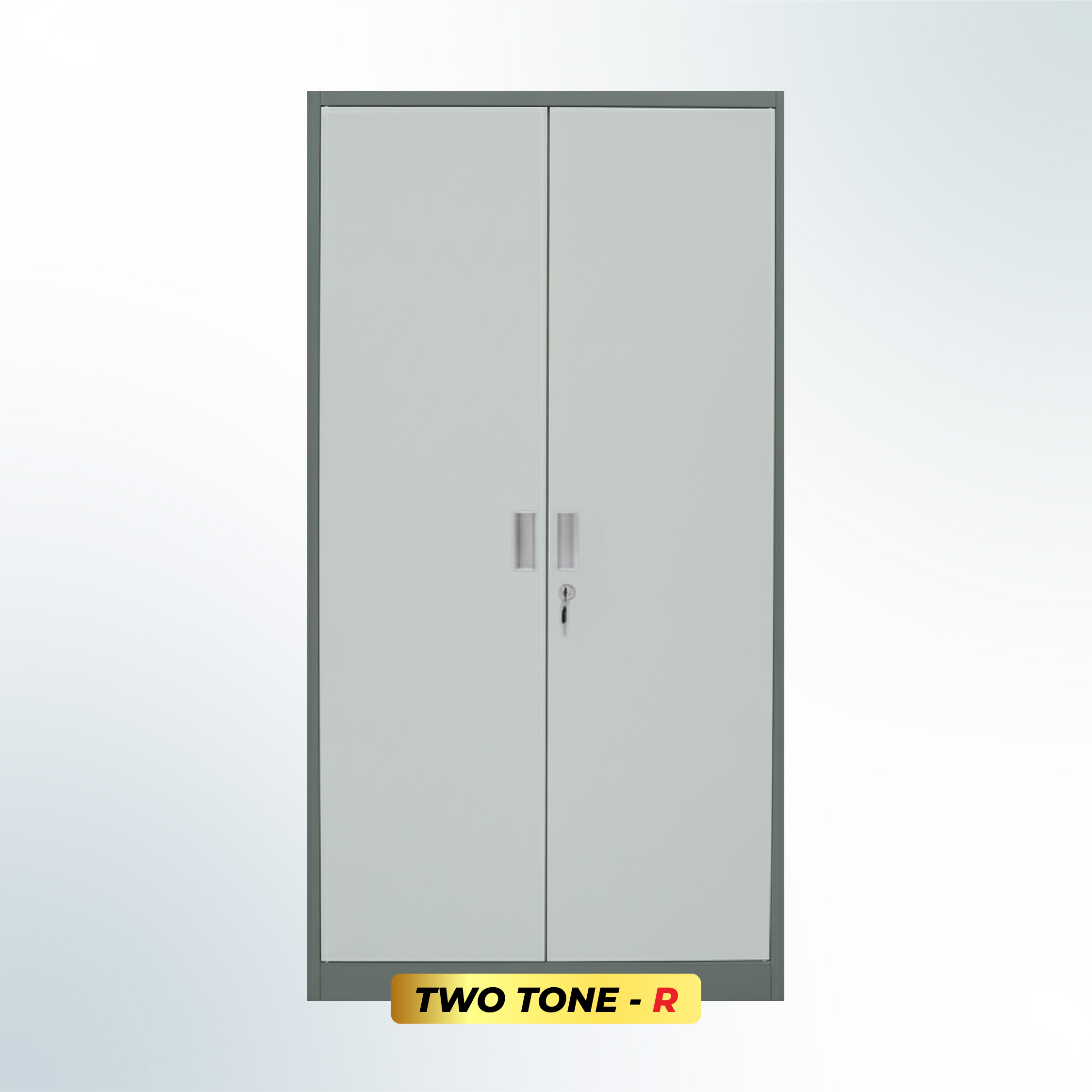 MUTOH-R TWO TONE | Lemari Arsip Besi 2 Pintu Swing Plat – Kombinasi Abu