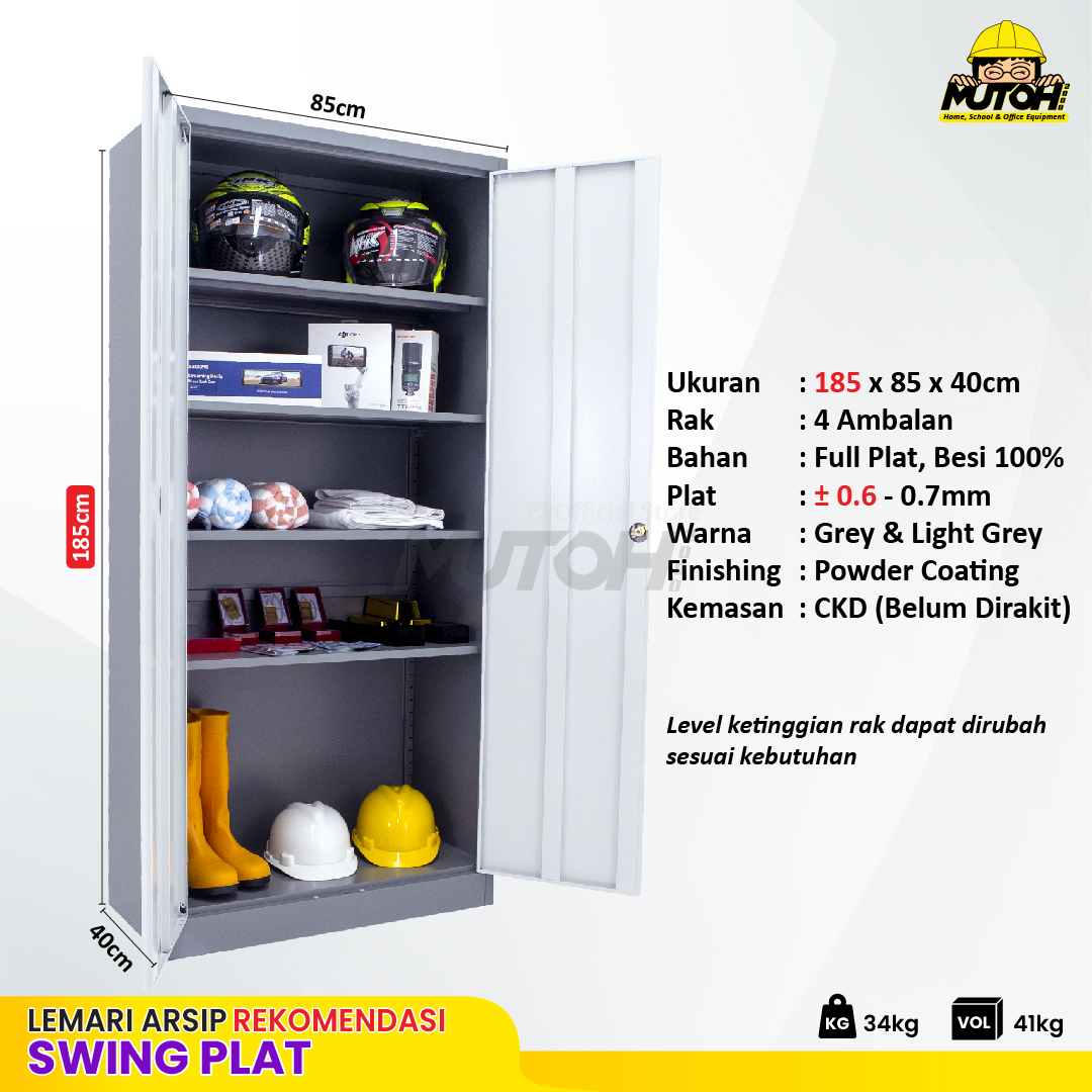 Lemari arsip besi Rekomendasi | 2 pintu swing plat 2 warna MUTOH CURVE - Gambar 2