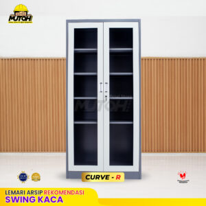 Lemari arsip besi Rekomendasi | 2 pintu swing kaca 2 warna MUTOH CURVE