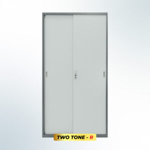 MUTOH-R TWO TONE | Lemari Arsip Besi 2 Pintu Sliding Plat – Kombinasi Abu