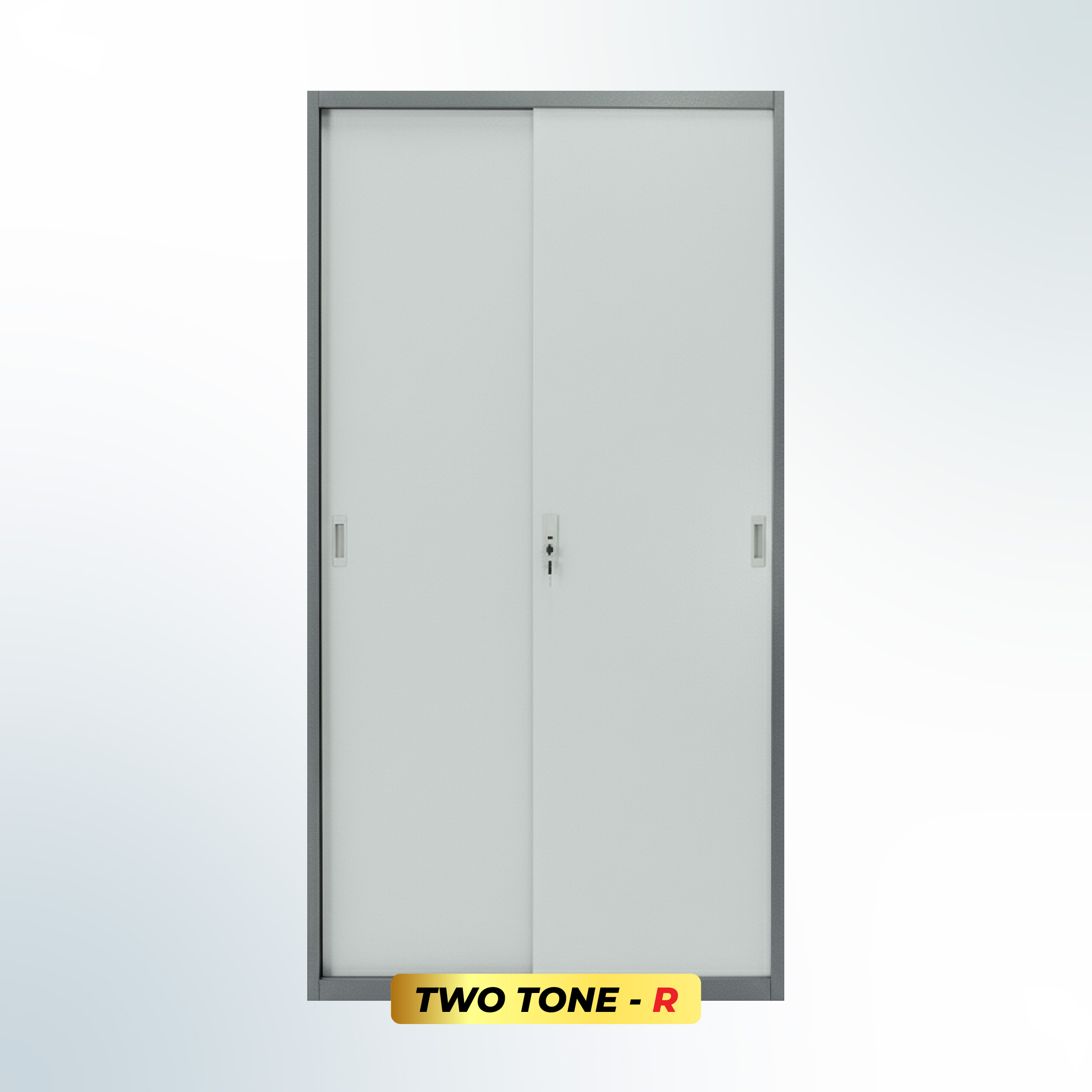 MUTOH-R TWO TONE | Lemari Arsip Besi 2 Pintu Sliding Plat - Kombinasi Abu