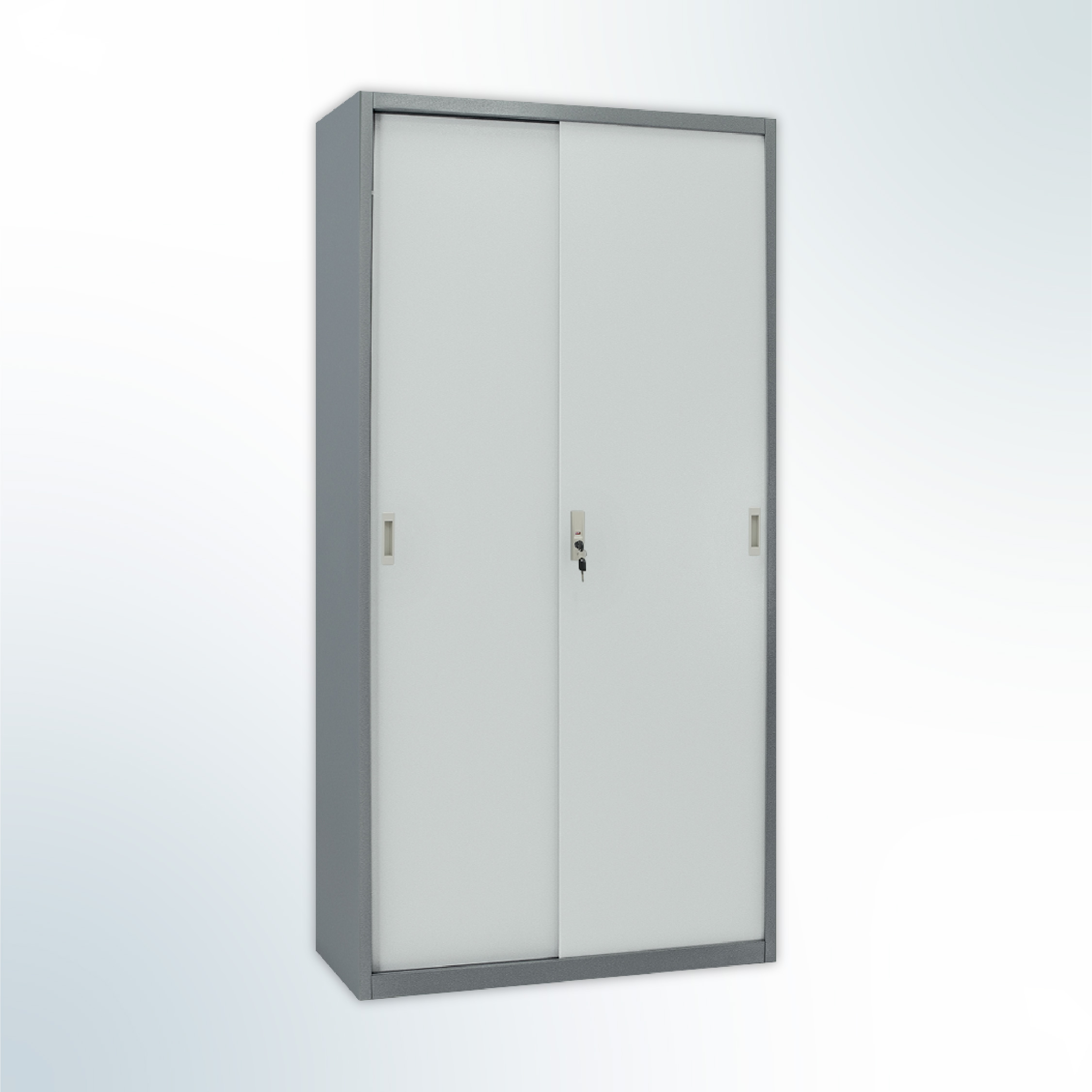 MUTOH-R TWO TONE | Lemari Arsip Besi 2 Pintu Sliding Plat - Kombinasi Abu - Gambar 2