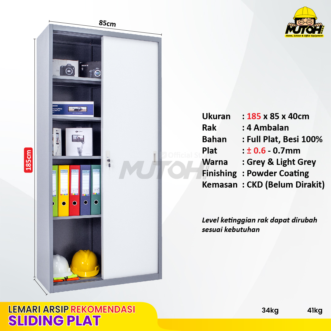 Lemari arsip besi Rekomendasi | 2 pintu sliding plat 2 warna MUTOH CURVE - Gambar 2
