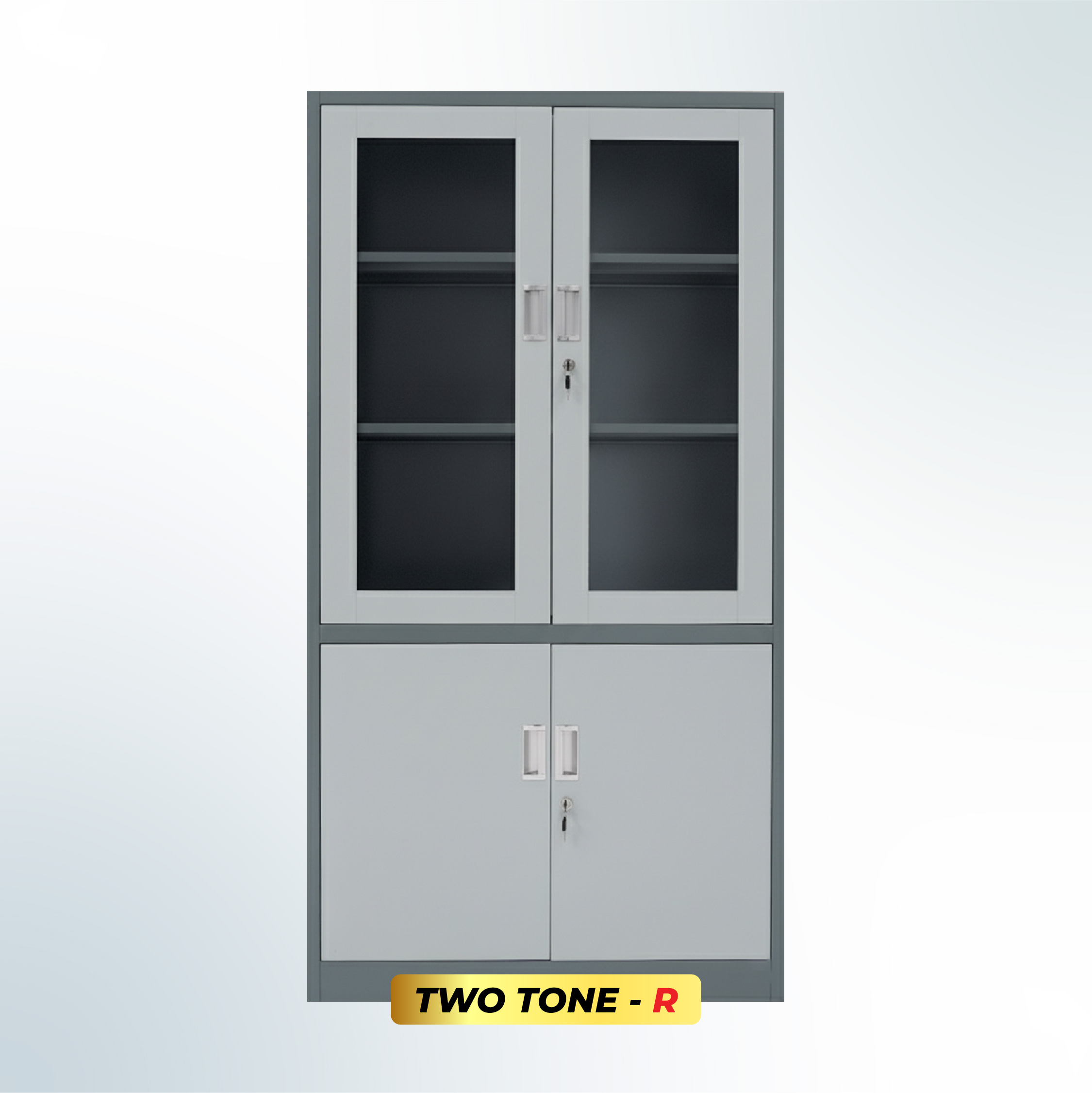 MUTOH-R TWO TONE | Lemari Arsip Besi 2 Pintu Kombinasi Swing - Kombinasi Abu