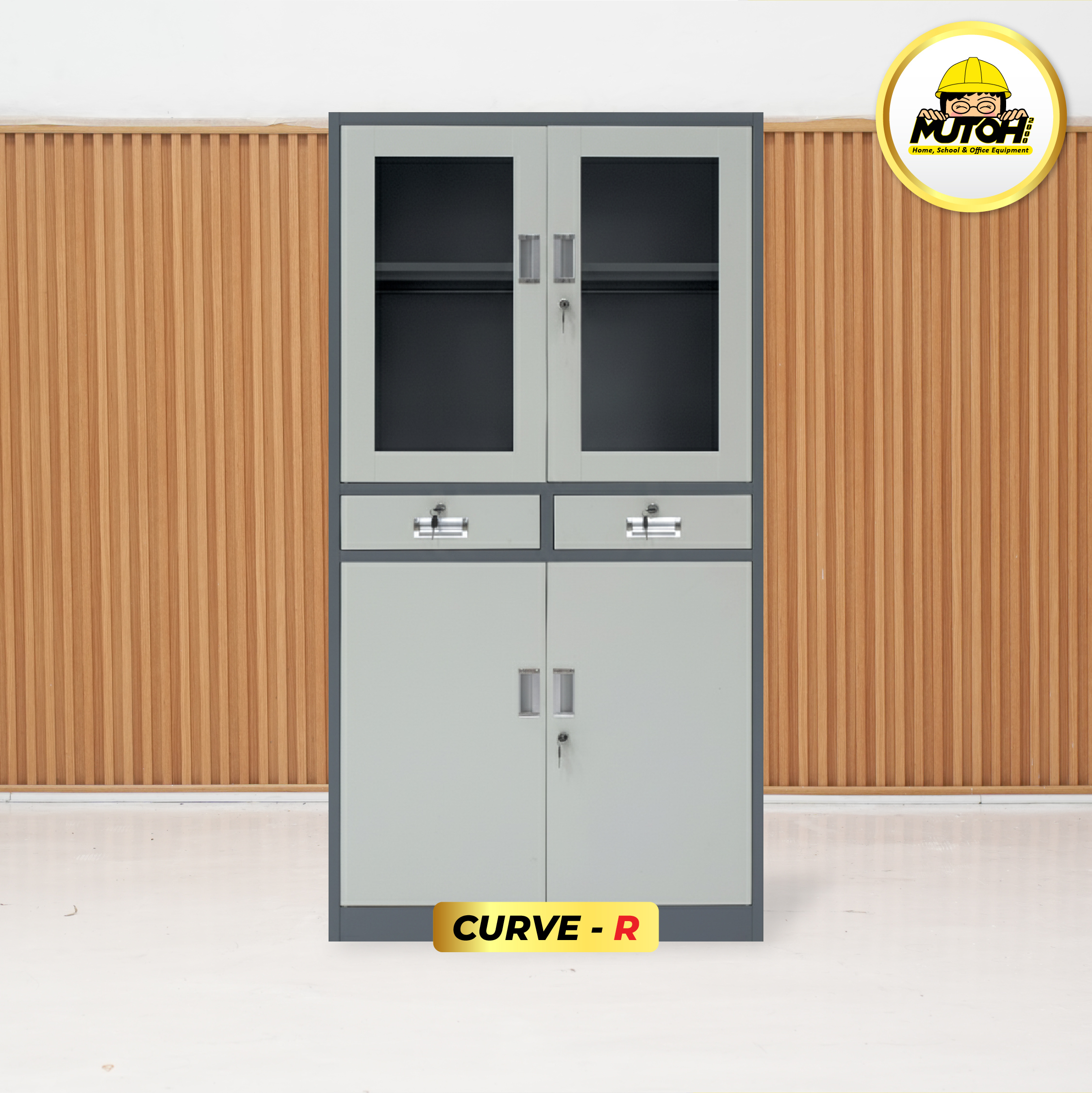 MUTOH CURVE R | Lemari besi arsip 2 pintu swing kombinasi 2 laci 2 warna