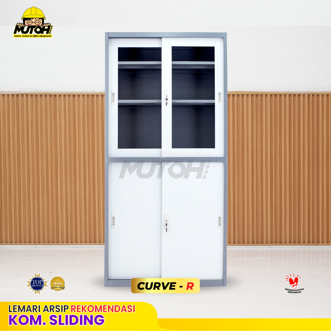 Lemari arsip besi Rekomendasi | 2 pintu kombinasi sliding 2 warna MUTOH CURVE