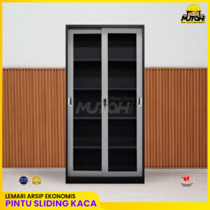 Lemari arsip besi Murah 2 pintu geser sliding kaca | MUTOH EKONOMIS