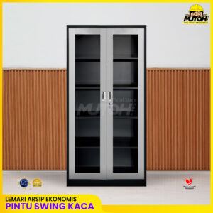 Lemari arsip besi Murah 2 pintu ayun swing kaca | MUTOH EKONOMIS