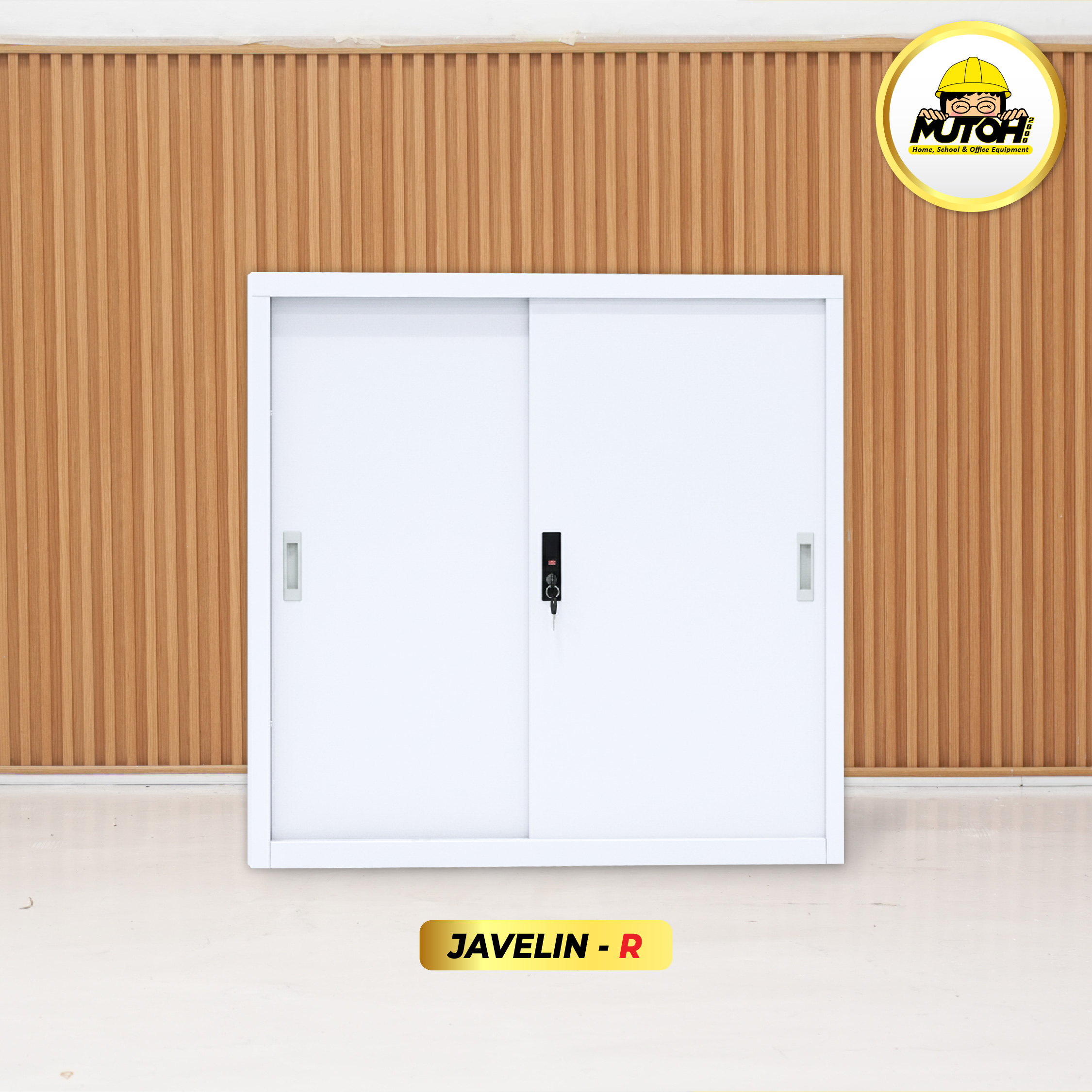MUTOH JAVELIN R | Lemari besi arsip PENDEK pintu sliding plat putih