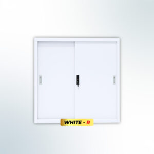 MUTOH-R WHITE | Lemari Arsip Besi Pendek 2 Pintu Sliding Plat – Putih