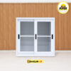 MUTOH JAVELIN R | Lemari besi arsip PENDEK pintu sliding kaca putih