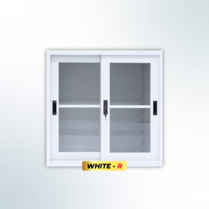 MUTOH-R WHITE | Lemari Arsip Besi Pendek 2 Pintu Sliding Kaca – Putih