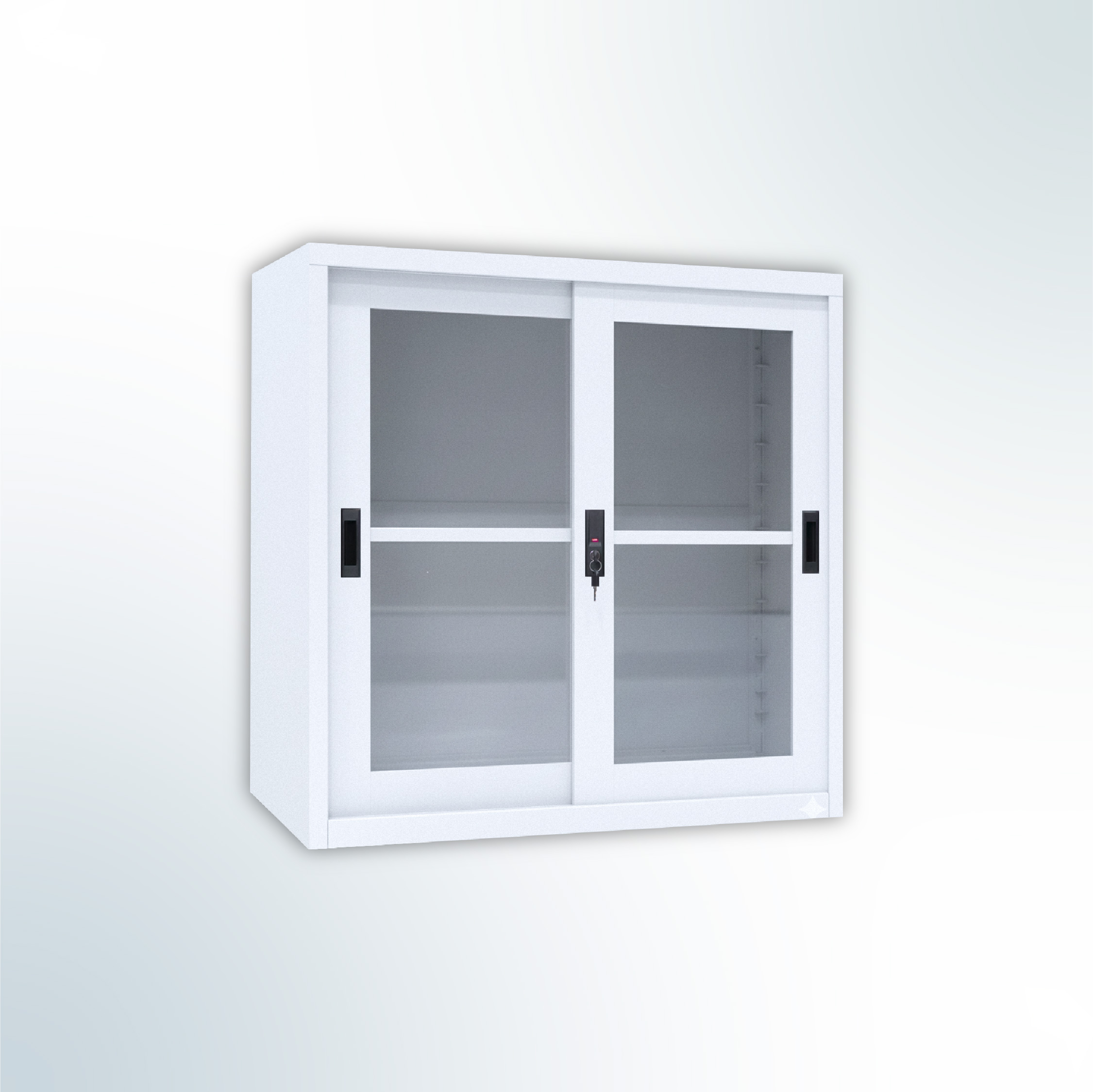MUTOH-R WHITE | Lemari Arsip Besi Pendek 2 Pintu Sliding Kaca – Putih - Gambar 2