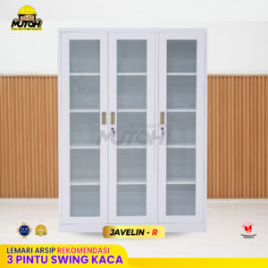 Lemari arsip besi Rekomendasi | 3 pintu swing kaca putih MUTOH JAVELIN