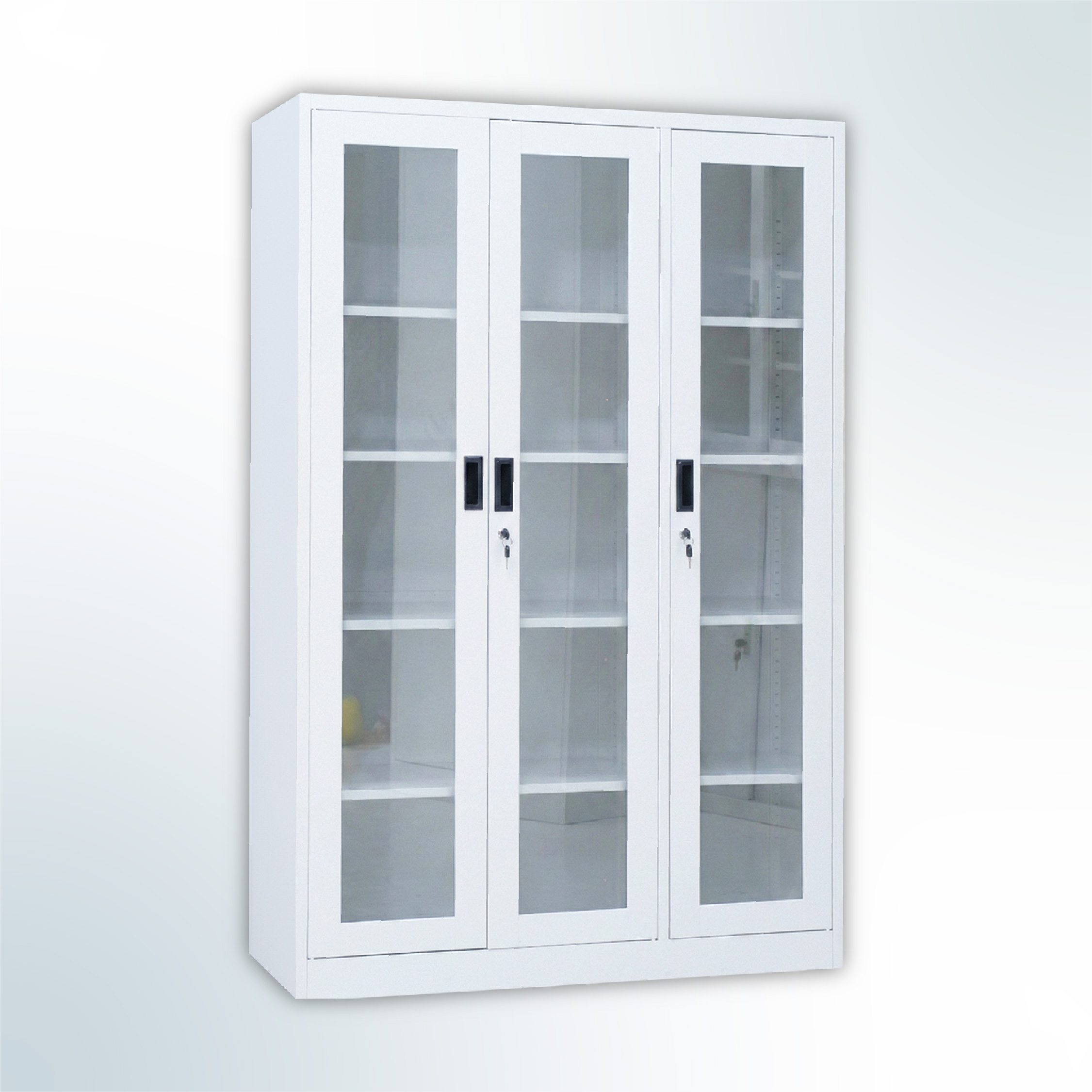 MUTOH-R WHITE | Lemari Arsip Besi 3 Pintu Swing Kaca – Putih - Gambar 2