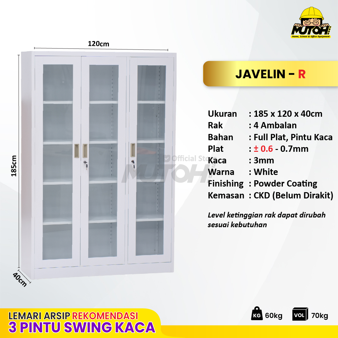 Lemari arsip besi Rekomendasi | 3 pintu swing kaca putih MUTOH JAVELIN - Gambar 2