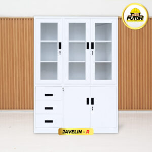 MUTOH JAVELIN R | Lemari besi arsip kombinasi 3 pintu 3 laci putih