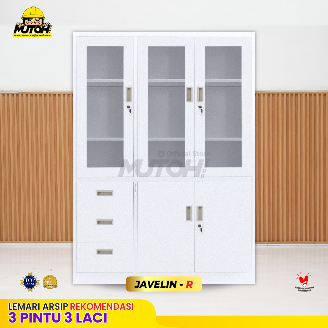 Lemari arsip besi Rekomendasi | Kombinasi 3 pintu 3 laci putih MUTOH JAVELIN