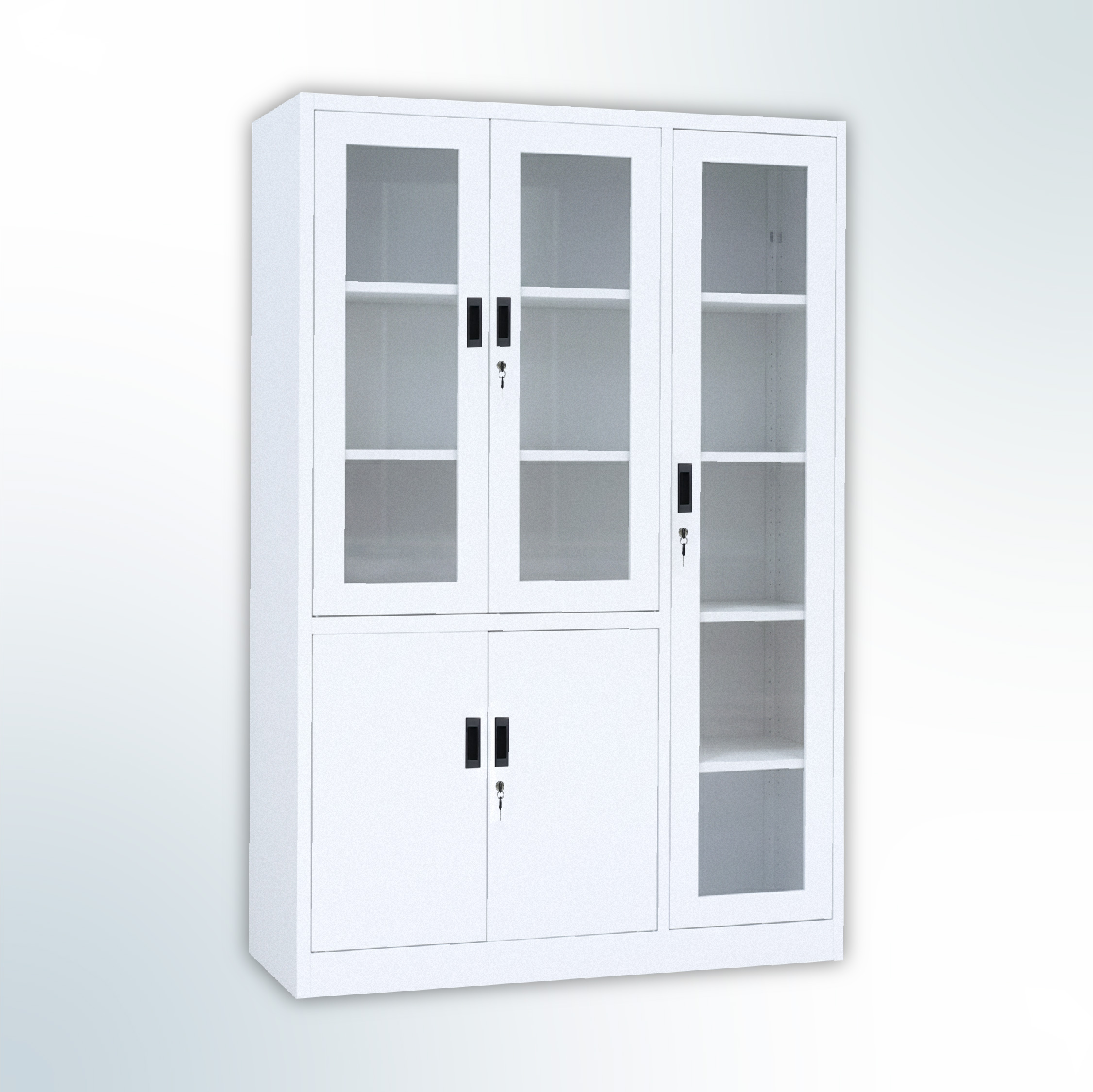 MUTOH-R WHITE | Lemari Arsip Besi Kombinasi 3 Pintu Swing – Putih - Gambar 2