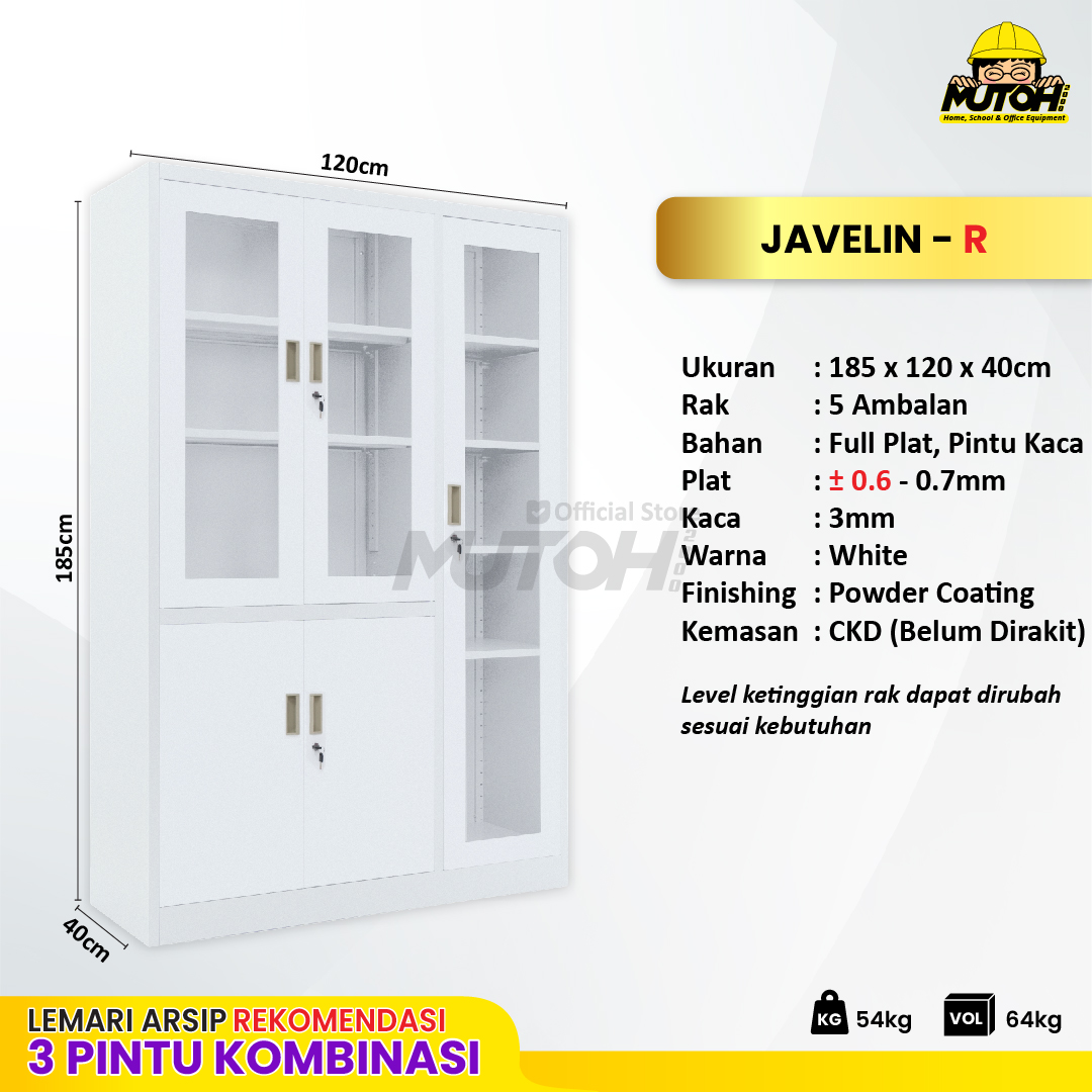 Lemari arsip besi Rekomendasi | Kombinasi 3 pintu 2 warna MUTOH JAVELIN - Gambar 2