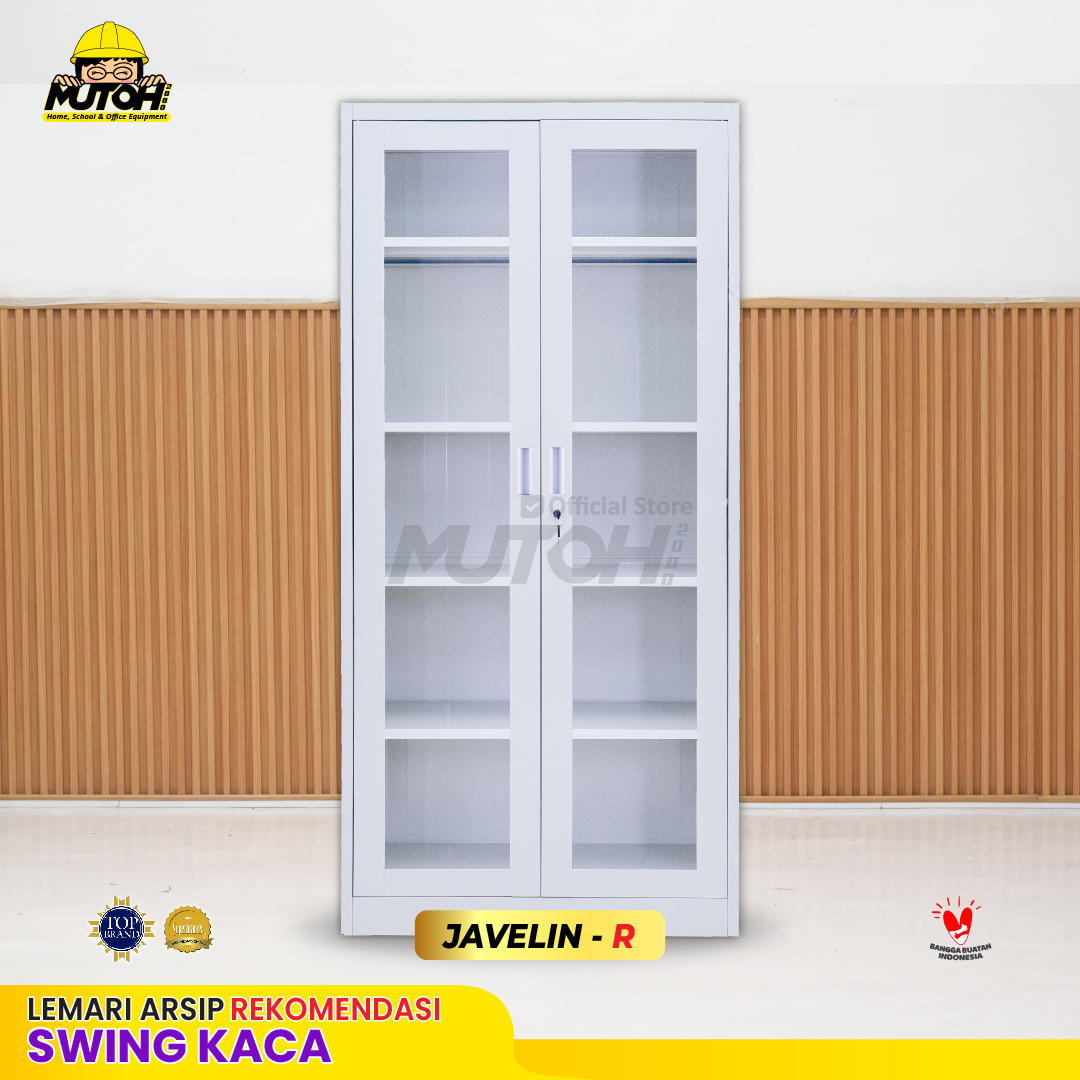 Lemari arsip besi Rekomendasi | 2 pintu swing kaca putih MUTOH JAVELIN