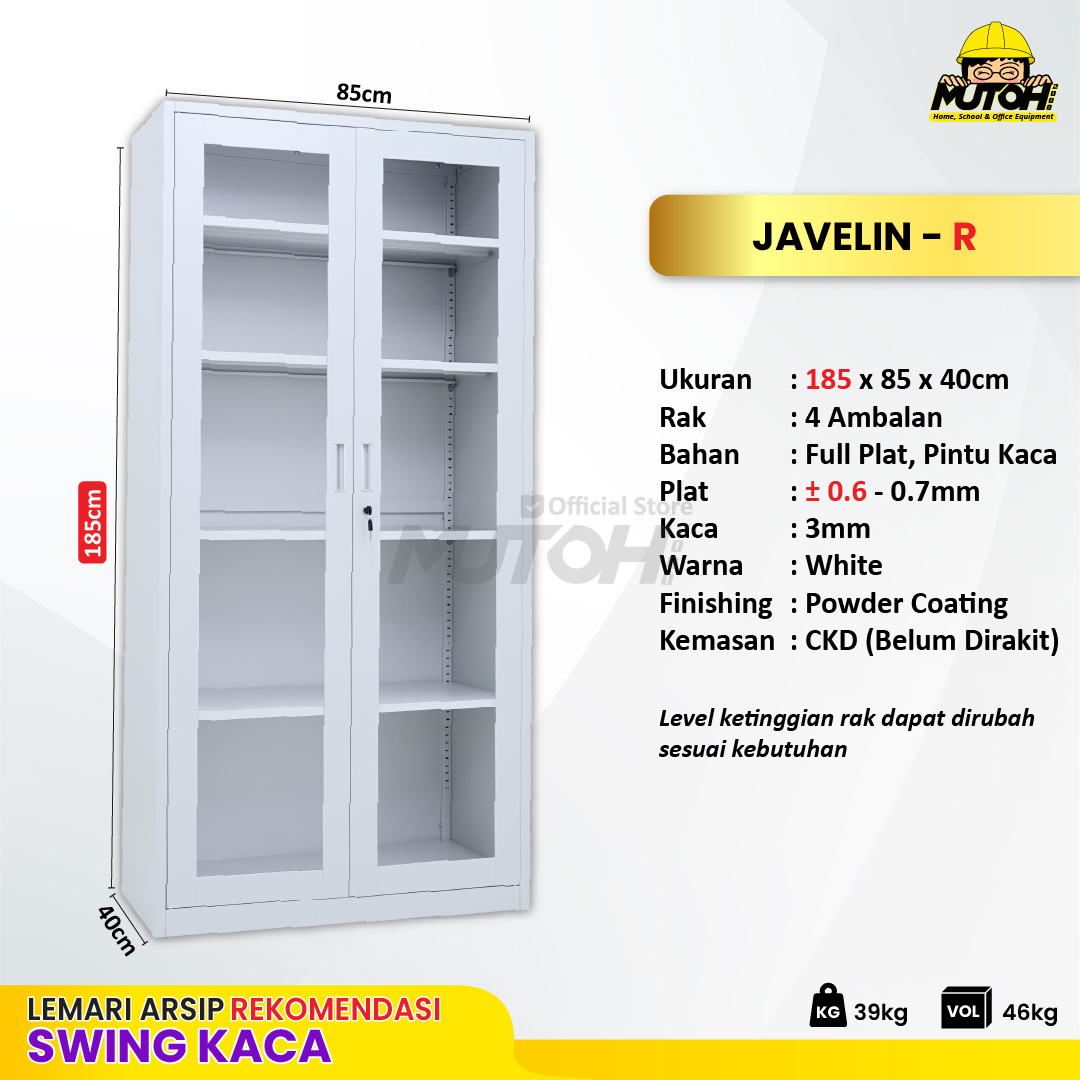 Lemari arsip besi Rekomendasi | 2 pintu swing kaca putih MUTOH JAVELIN - Gambar 2
