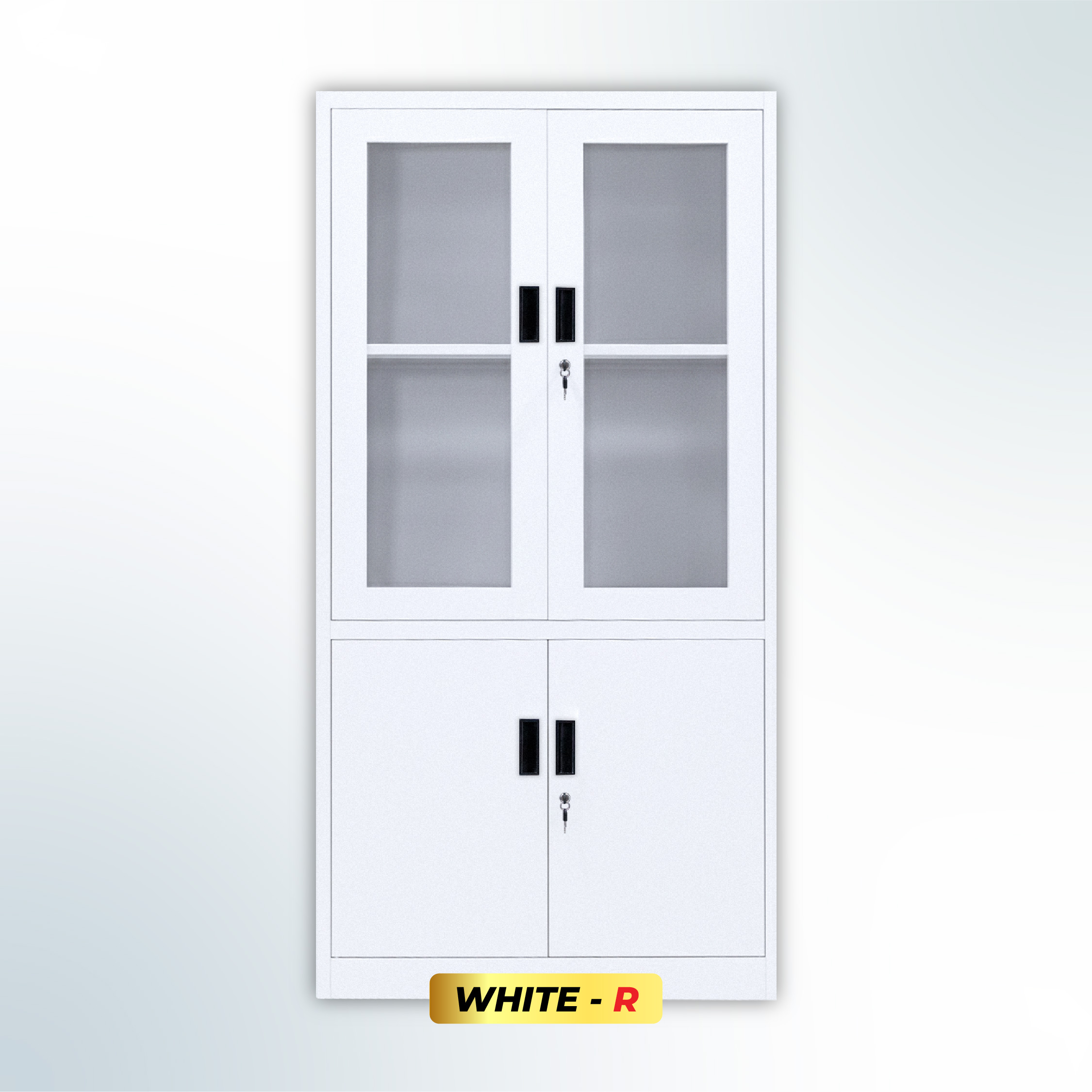 MUTOH-R WHITE | Lemari Arsip Besi 2 Pintu Kombinasi Swing – Putih