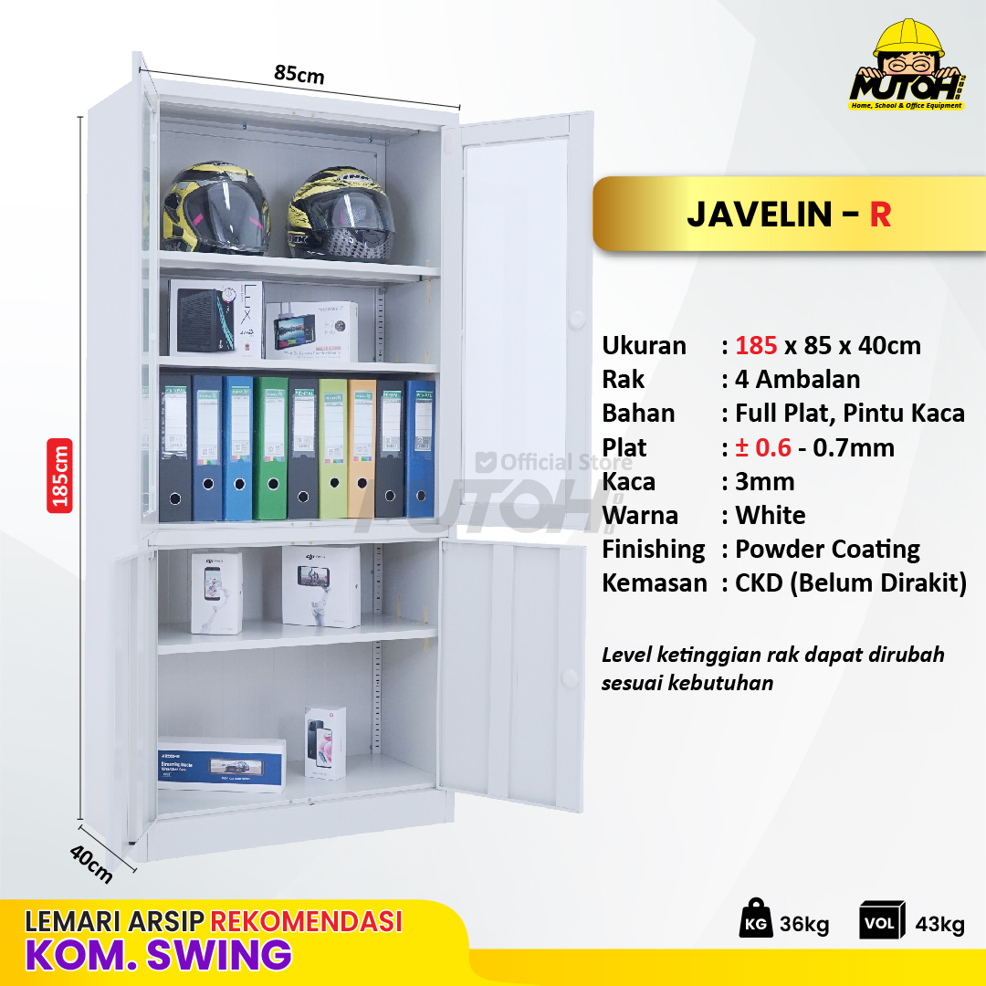 Lemari arsip besi Rekomendasi | 2 pintu kombinasi swing putih MUTOH JAVELIN - Gambar 2