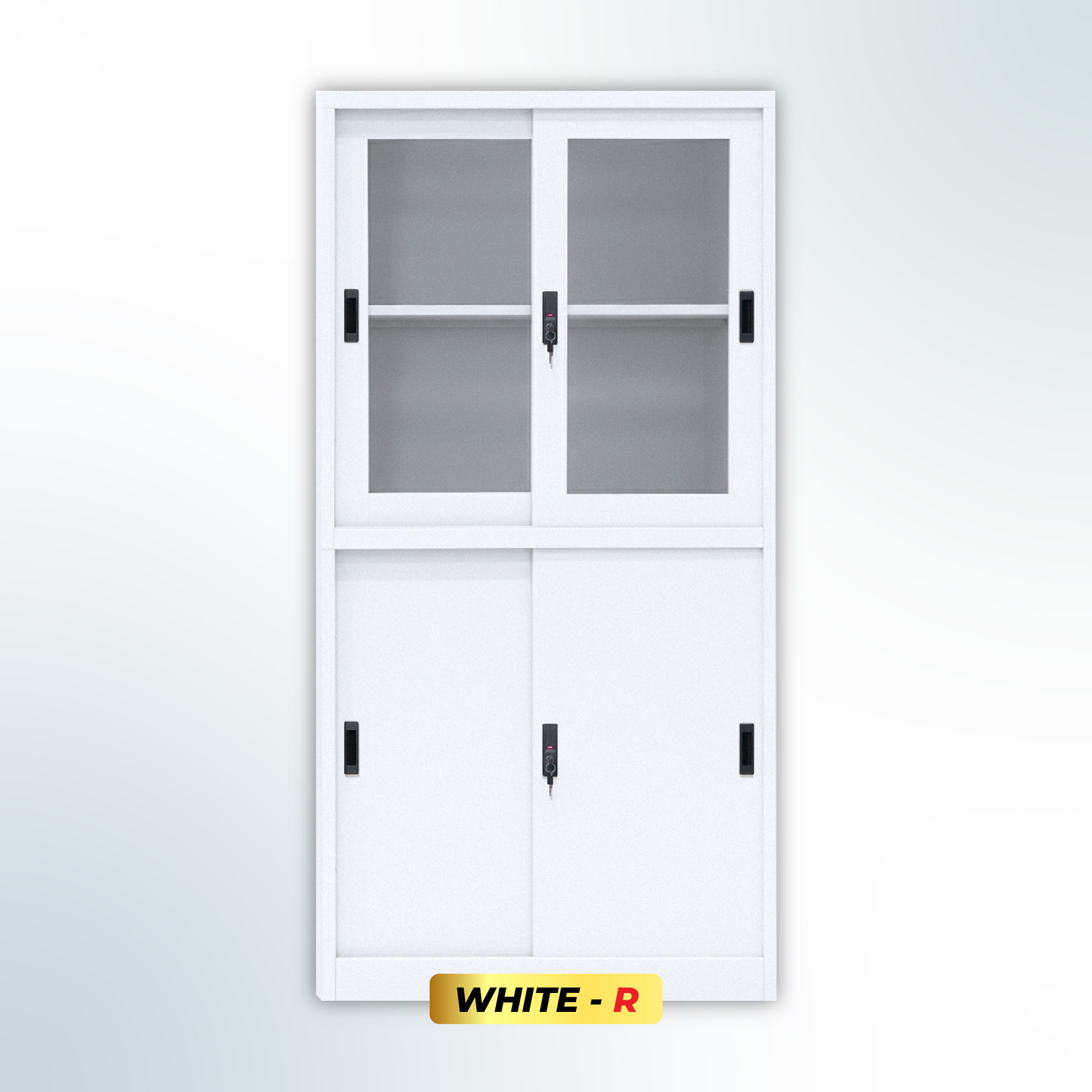 MUTOH-R WHITE | Lemari Arsip Besi 2 Pintu Kombinasi Sliding – Putih