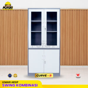 Lemari besi arsip 2 pintu kombinasi swing 2 warna MUTOH CURVE