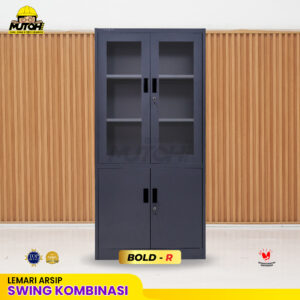 Lemari besi arsip 2 pintu kombinasi swing abu tua MUTOH BOLD