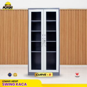 Lemari besi arsip 2 pintu swing kaca 2 warna MUTOH CURVE
