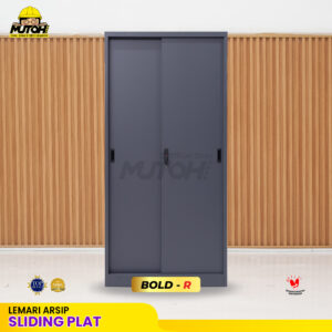Lemari besi arsip 2 pintu sliding plat abu tua MUTOH BOLD