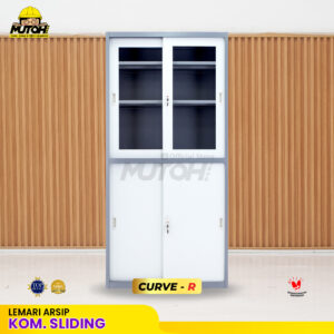 Lemari besi arsip 2 pintu kombinasi sliding 2 warna MUTOH CURVE