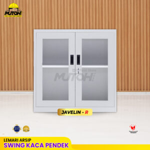 Lemari besi arsip PENDEK pintu swing ayun kaca putih MUTOH JAVELIN