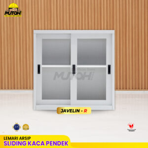 Lemari besi arsip PENDEK pintu geser sliding kaca putih MUTOH JAVELIN